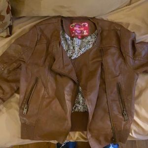 Brown leather jacket (children large 14)